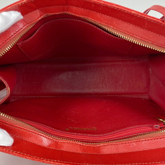 Chanel Cocomark Tote Bag Shoulder Caviar Skin Red - Picture 8 of 8